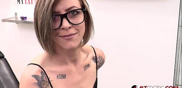  Petite Leah Luv fucked in the ass after being tattooed